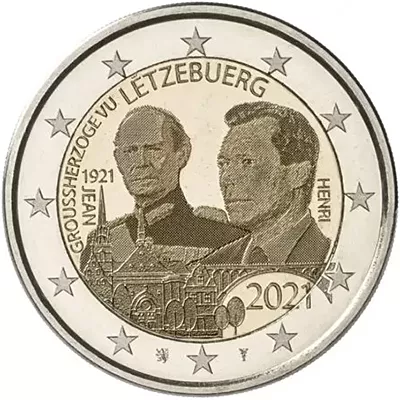 2 Euros Conmemorativos Luxemburgo 2021 Gran Duque Jean Foto