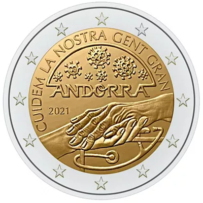 Moneda de 2 euros conmemorativos Andorra 2021 - Cuidemos de nuestros mayores