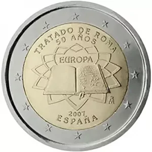 2 euros conmemorativos de España 2007 sobre el 50 Aniversario del Tratado de Roma