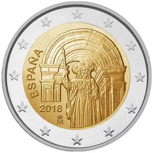 2 euros conmemorativos España 2018 sobre el Casco Antiguo de Santiago de Compostela (Patrimonio Mundial UNESCO)