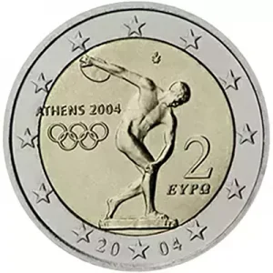 2 euros conmemorativos de Grecia 2004 sobre los Juegos Olímpicos de Atenas 2004