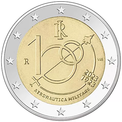 Moneda de 2 euros conmemorativos Italia 2023 - 100 aniversario de la Fuerza Aérea Italiana