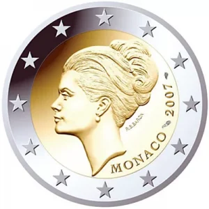 2 euros conmemorativos Mónaco 2007 sobre el 25 aniversario de la Muerte de la Princesa Grace Kelly