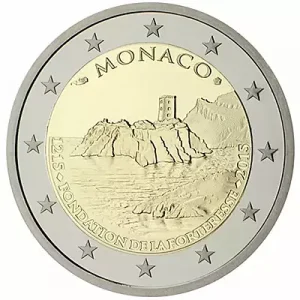 2 euros conmemorativos Mónaco 2015 sobre el 800 aniversario de la Fortaleza de Mónaco