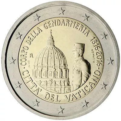 Moneda de 2 euros conmemorativos Vaticano 2016 - 200 aniversario de la Gendarmería Vaticana