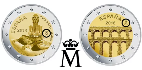 La "M" Coronada es la marca de ceca española, FNMT (Fábrica Nacional de Moneda y Timbre)