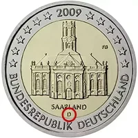 Moneda de 2 euros conmemorativos Alemania 2009 -Estado Federado de Saarland (Iglesia de San Luís)