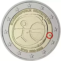 Moneda de 2 euros conmemorativos Alemania 2009 - 10 Aniversario de la Unión Económica y Monetaria