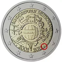 Moneda de 2 euros conmemorativos Alemania 2012 - 10 Aniversario de las Monedas y Billetes de Euro