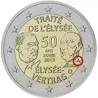 Moneda de 2 euros conmemorativos Alemania 2013 - 50 aniversario de la firma del Tratado del Eliseo