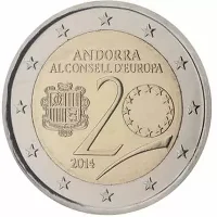 Moneda de 2 euros conmemorativos Andorra 2014 - 20 aniversario del ingreso en el Consejo de Europa