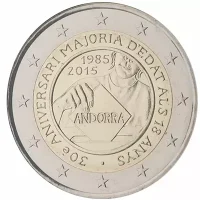 Moneda de 2 euros conmemorativos Andorra 2015 - 30 aniversario de la Mayoría de Edad y de los Derechos Políticos a los 18 años