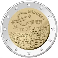 Moneda de 2 euros conmemorativos Andorra 2022 - 10 aniversario del Acuerdo Monetario entre Andorra y la Unión Europea