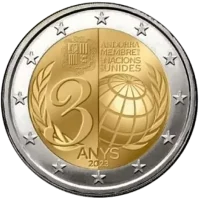 Moneda de 2 euros conmemorativos Andorra 2023 - 30 Aniversario del Ingreso en las Naciones Unidas