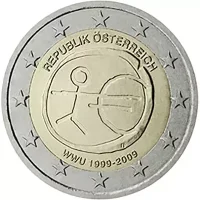 Moneda de 2 euros conmemorativos Austria 2009 - 10 Aniversario de la Unión Económica y Monetaria