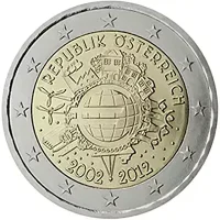 Moneda de 2 euros conmemorativos Austria 2012 - 10 Aniversario de las Monedas y Billetes de Euro