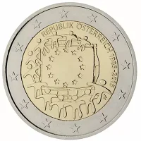 Moneda de 2 euros conmemorativos Austria 2015 - 30 Aniversario de la Bandera de la Unión Europea