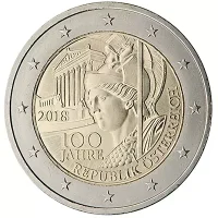 Moneda de 2 euros conmemorativos Austria 2018 - 100 aniversario de la República de Austria