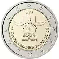 Moneda de 2 euros conmemorativos Bélgica 2008 - 60 años de la Declaración Universal de los Derechos Humanos