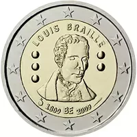 Moneda de 2 euros conmemorativos Bélgica 2009 - Bicentenario del Nacimiento de Louis Braille