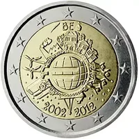 Moneda de 2 euros conmemorativos Bélgica 2012 - 10 Aniversario de las Monedas y Billetes de Euro