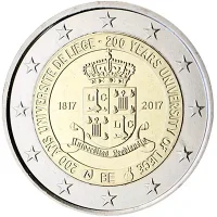 Moneda de 2 euros conmemorativos Bélgica 2017 - 200 aniversario de la Universidad de Lieja