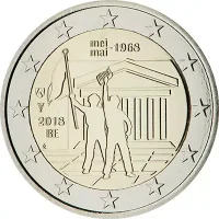 Moneda de 2 euros conmemorativos Bélgica 2018 - 50 aniversario de los acontecimientos de mayo del 1968 en Bélgica