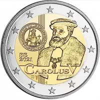 Moneda de 2 euros conmemorativos Bélgica 2021 - 500 aniversario de Emisión de Monedas durante el reinado de Carlos V