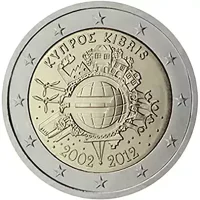 Moneda de 2 euros conmemorativos Chipre 2012 - 10 Aniversario de las Monedas y Billetes de Euro