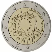 Moneda de 2 euros conmemorativos Chipre 2015 - 30 Aniversario de la Bandera de la Unión Europea