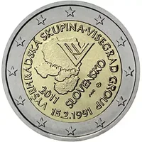 Moneda de 2 euros conmemorativos Eslovaquia 2011 - 20 aniversario de la creación del Grupo de Visegrado