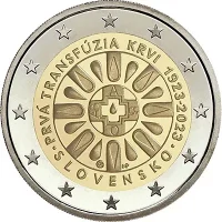 Moneda de 2 euros conmemorativos Eslovaquia 2023 - 100 aniversario de la 1a. Transfusión de Sangre en Eslovaquia