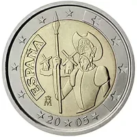 Moneda de 2 euros conmemorativos España 2005 - 400 aniversario de la 1a. edición del "Don Quijote de la Mancha"