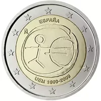 Moneda de 2 euros conmemorativos España 2009 - 10 Aniversario de la Unión Económica y Monetaria