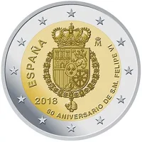 Moneda de 2 euros conmemorativos España 2018 - 50 aniversario del Rey Felipe VI