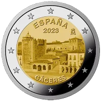 Moneda de 2 euros conmemorativos España 2023 - Ciudad Vieja de Cáceres (Patrimonio Mundial UNESCO)