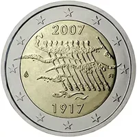 Moneda de 2 euros conmemorativos Finlandia 2007 - 90 aniversario de la Independencia de Finlandia