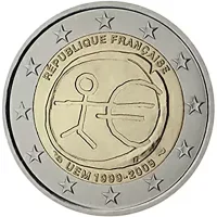 Moneda de 2 euros conmemorativos Francia 2009 - 10 Aniversario de la Unión Económica y Monetaria