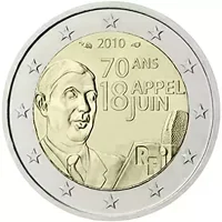 Moneda de 2 euros conmemorativos Francia 2010 - 70 aniversario del Llamamiento del 18 de Junio