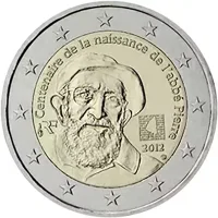 Moneda de 2 euros conmemorativos Francia 2012 - 100 aniversario del Nacimiento del Abad Pierre