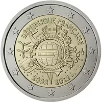 Moneda de 2 euros conmemorativos Francia 2012 - 10 Aniversario de las Monedas y Billetes de Euro