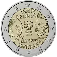 Moneda de 2 euros conmemorativos Francia 2013 - 50 aniversario de la firma del Tratado del Eliseo