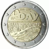 Moneda de 2 euros conmemorativos Francia 2014 - 70 aniversario del desembarco de Normandía (también conocido como Día D)