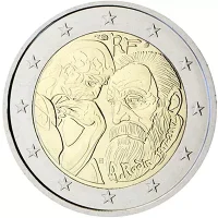 Moneda de 2 euros conmemorativos Francia 2017 - 100 aniversario de la Muerte de Auguste Rodin