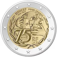 Moneda de 2 euros conmemorativos Francia 2021 - 75 aniversario de la fundación de UNICEF