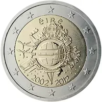 Moneda de 2 euros conmemorativos Irlanda 2012 - 10 Aniversario de las Monedas y Billetes de Euro