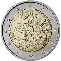 Moneda de 2 euros conmemorativos Italia 2008 - 60 aniversario de la Declaración Universal de los Derechos Humanos