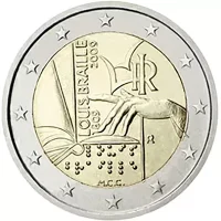 Moneda de 2 euros conmemorativos Italia 2009 - 200 aniversario del Nacimiento de Louis Braille