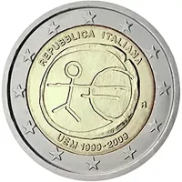 Moneda de 2 euros conmemorativos Italia 2009 - 10 Aniversario de la Unión Económica y Monetaria