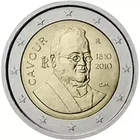 Moneda de 2 euros conmemorativos Italia 2010 - 200 aniversario del Nacimiento del Conde de Cavour